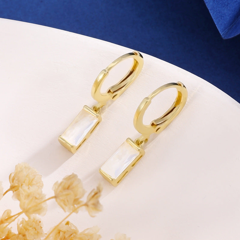 Design Colorful Zircon Ear Xi Birthstones Stud Earrings