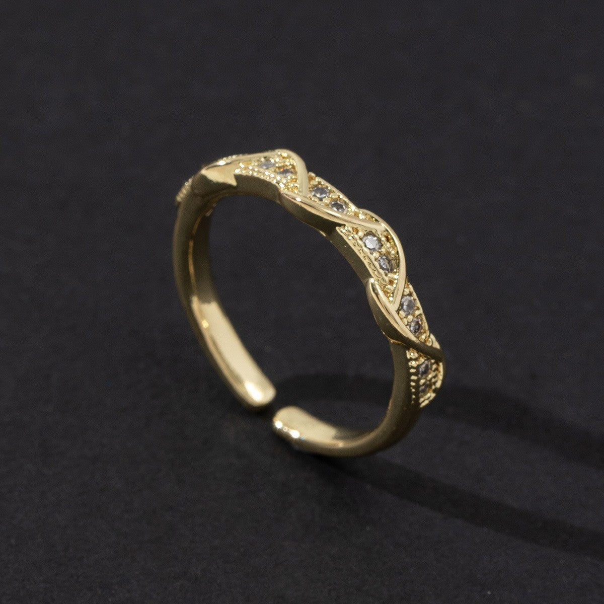 Cute Open Fashion Zircon Female Simple Ring