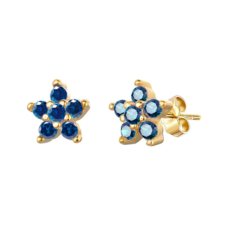 Sier Needle Color Flower Diamond Petite Female Creative Fashion Simple Rings
