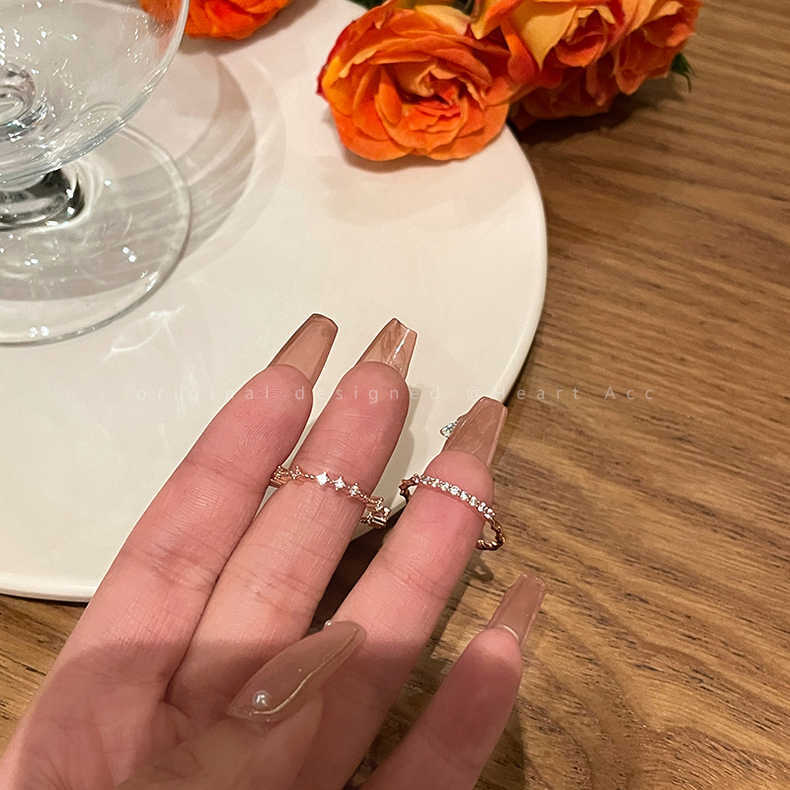 Wall Push Super Sier Simple High Sense Refined Zircon Rings