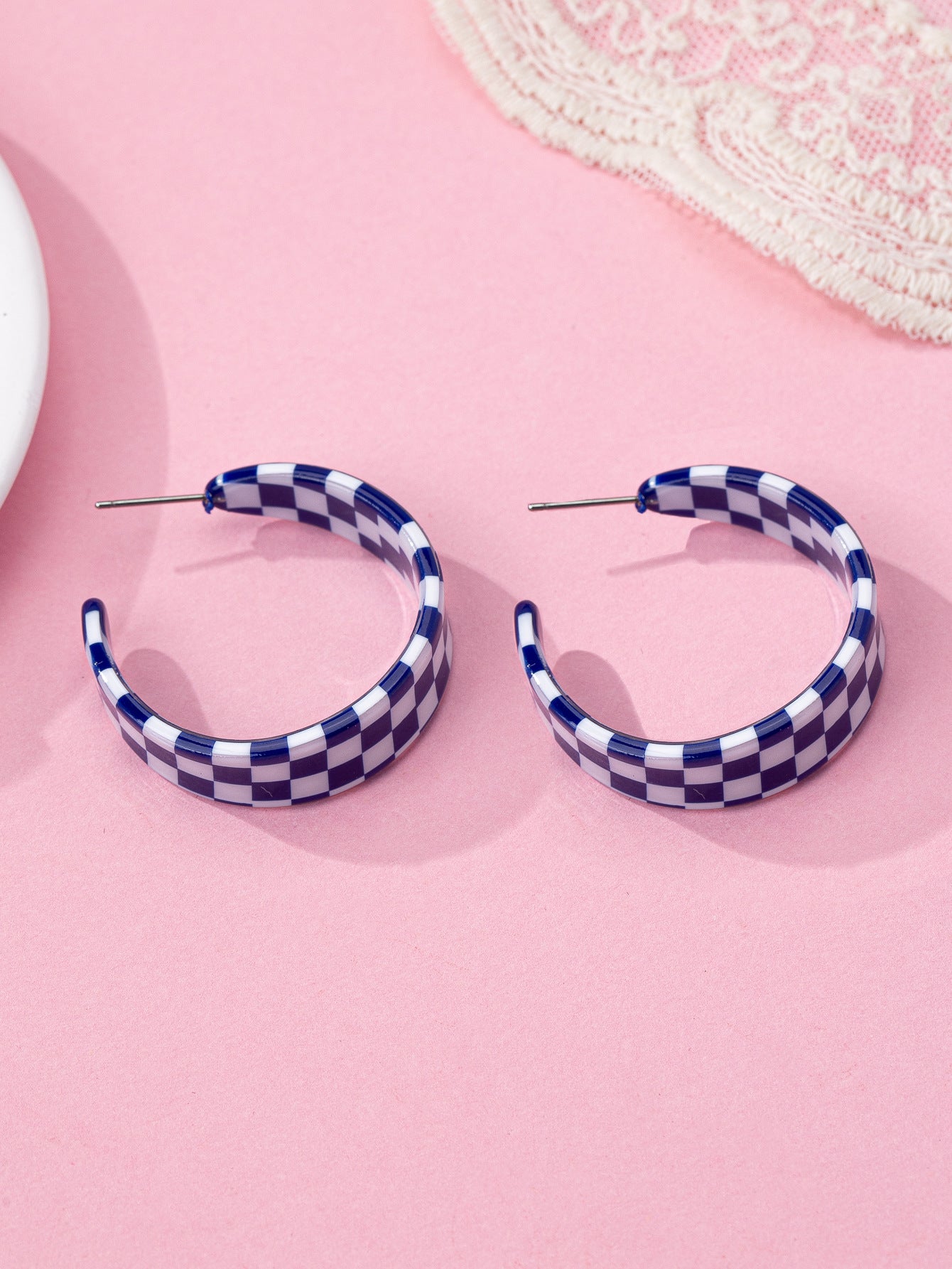Sier Needle Optional Fresh Plaid Shaped Elegant Acrylic Rings