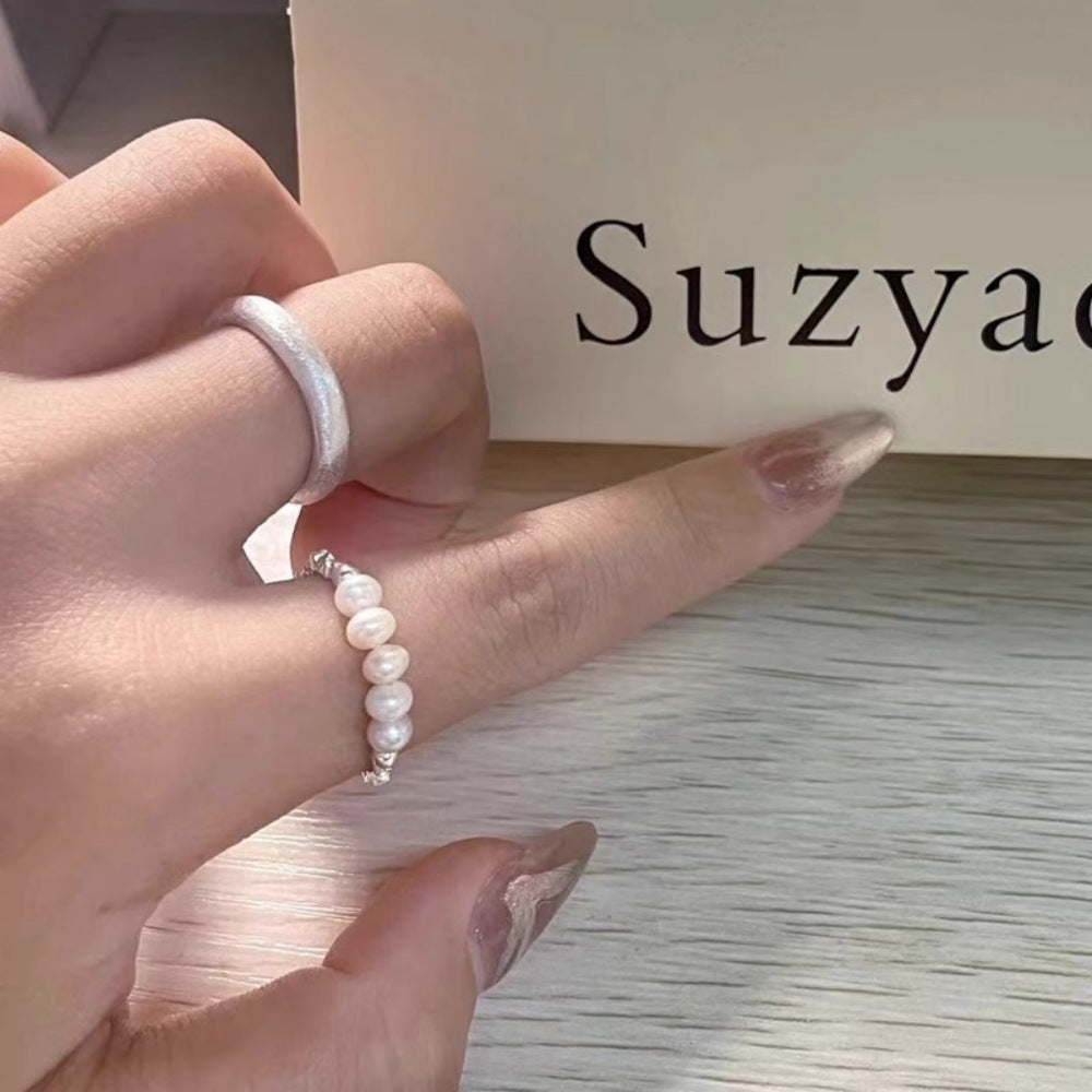 Small Pieces Of Pearl Female Design Trendy Fashion Personality High Ring