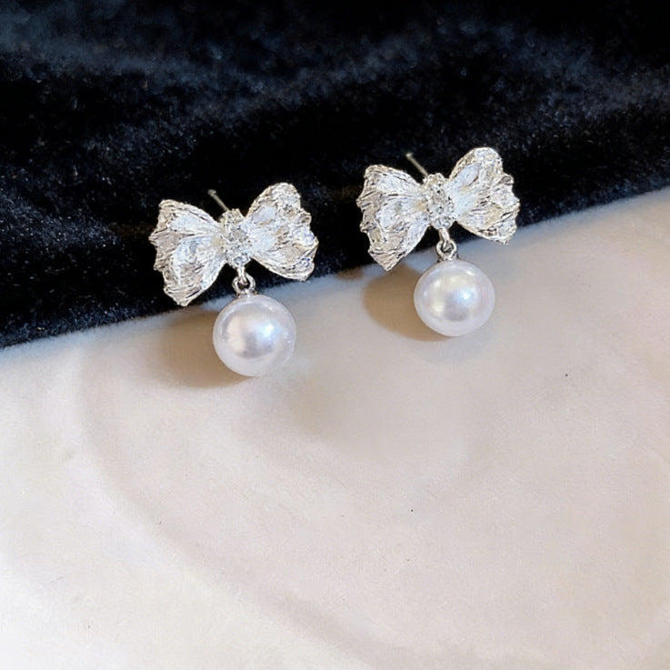 Bow Pearl Simple Niche High Sense Pendants