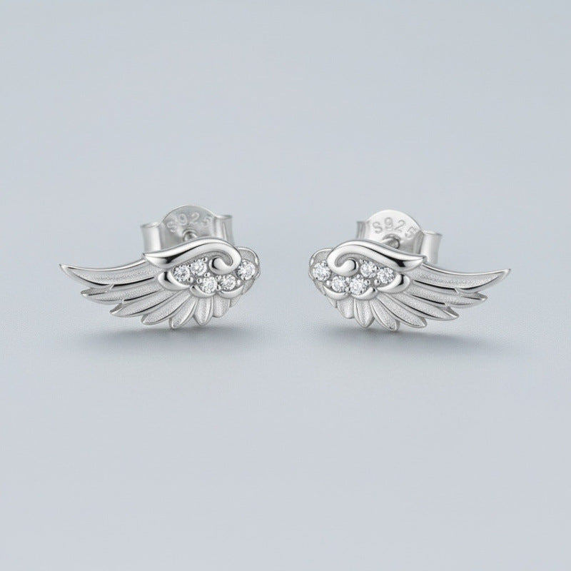 Angel Wings Female Zircon Titanium Alloy Light Luxury Rings