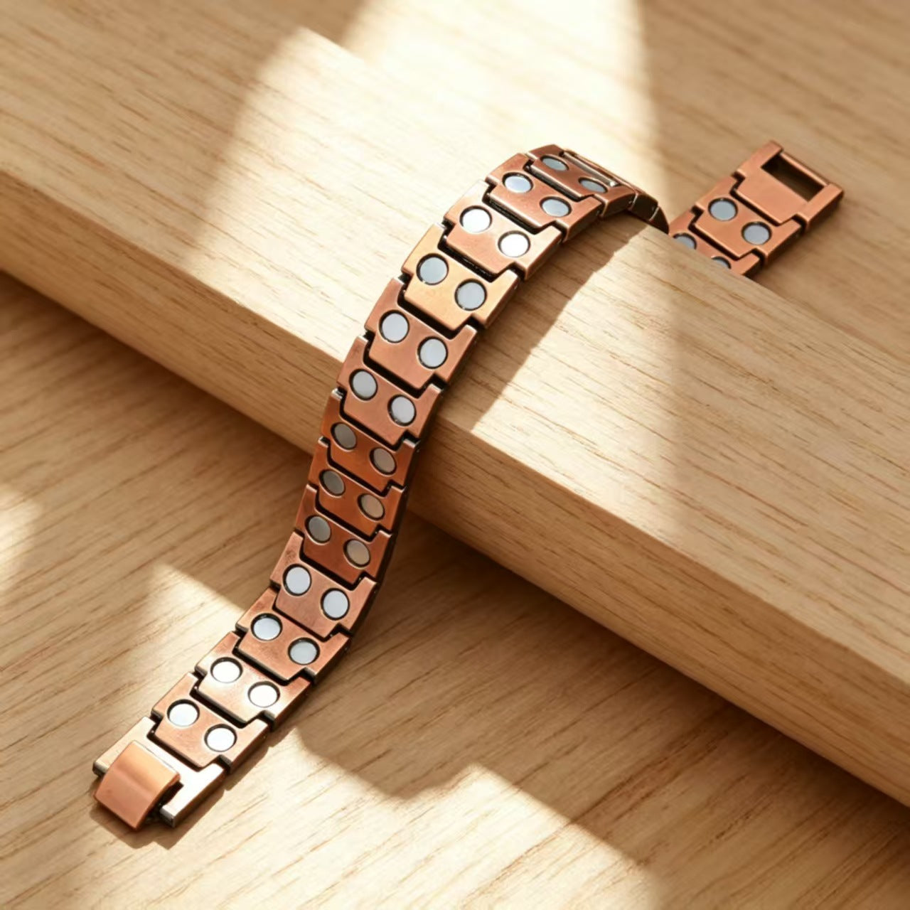 Metal Bronze Magnet Vintage Wide Row Bracelet