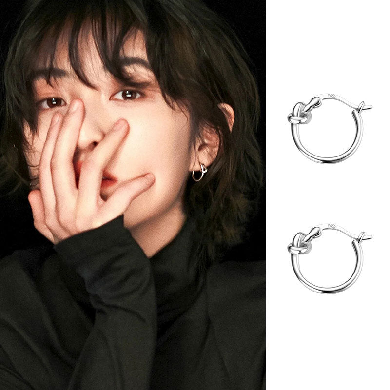 Women's Sier Knotted Clip Zhang Personalized Simple Elegant Earrings