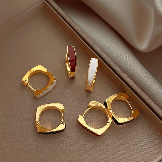 Sier-plated Square Clip Dripping Niche Elegant Geometric Ear Buckle