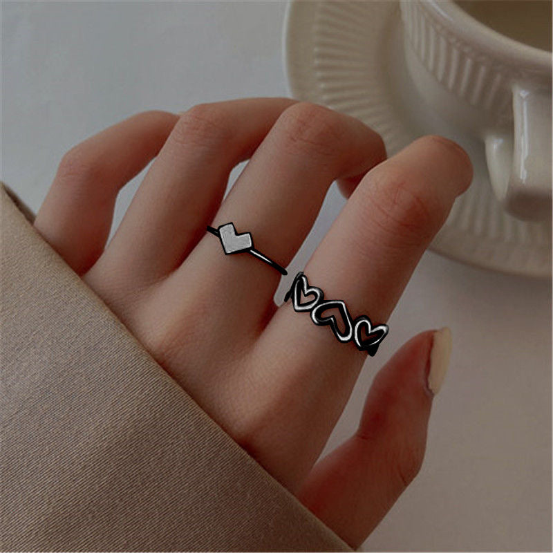 Hollow Heart Set Creative Elegant Niche Style Rings