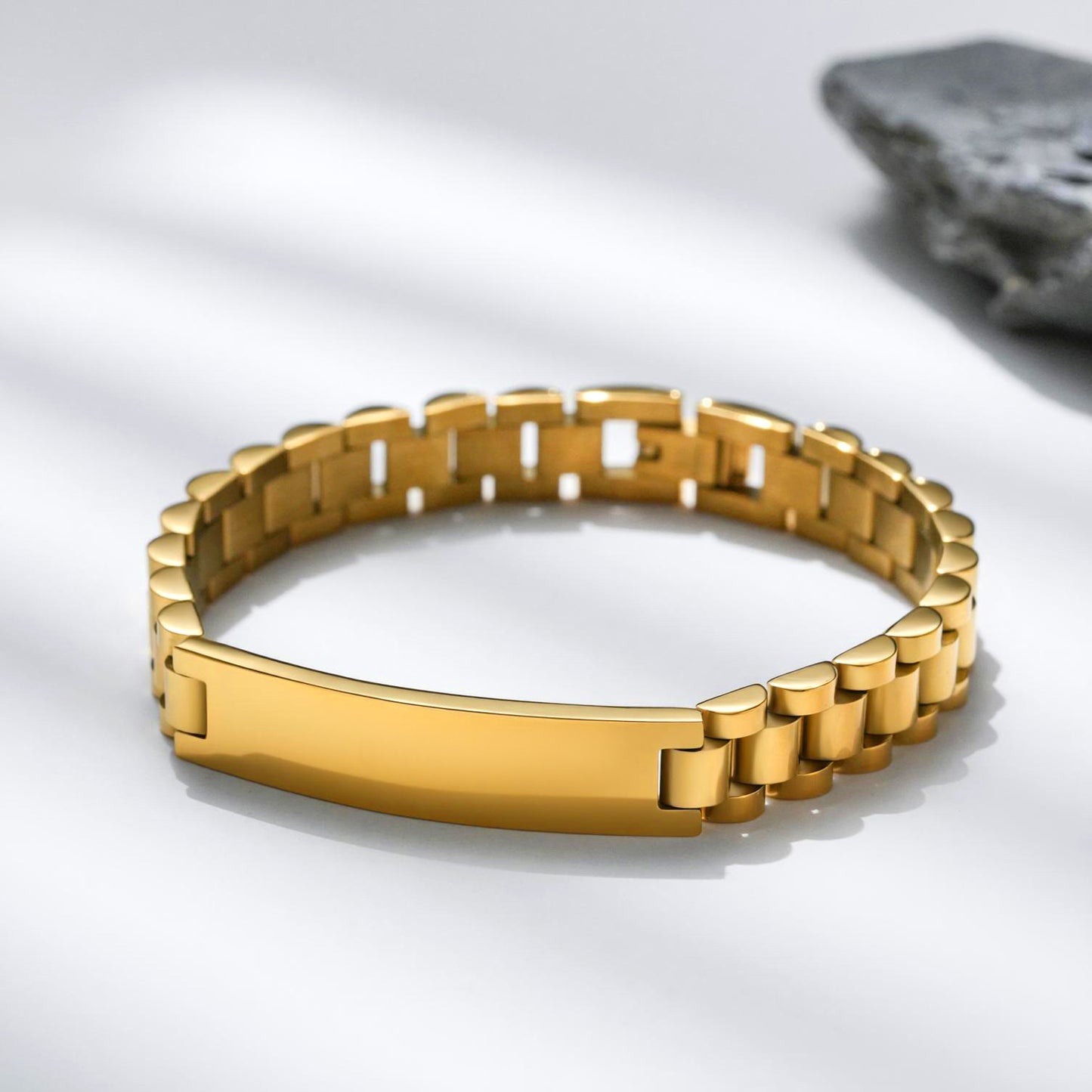 Three Beads Watch Band Chain Simple Trendy Stainless Can Carve Bracelet