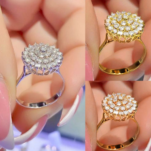 Alloy Full Diamond Geometric Female Gift Ring