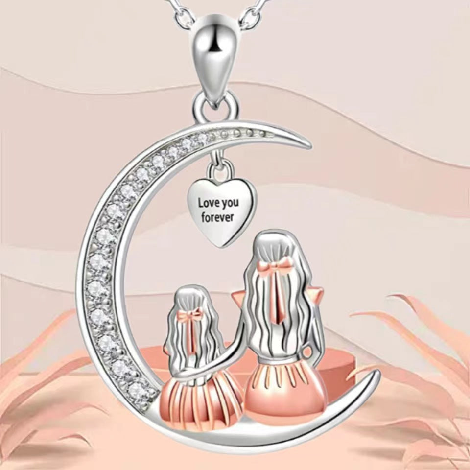 Women's Brocade Elegant Crescent Moon Personality Simple Mother's Necklaces