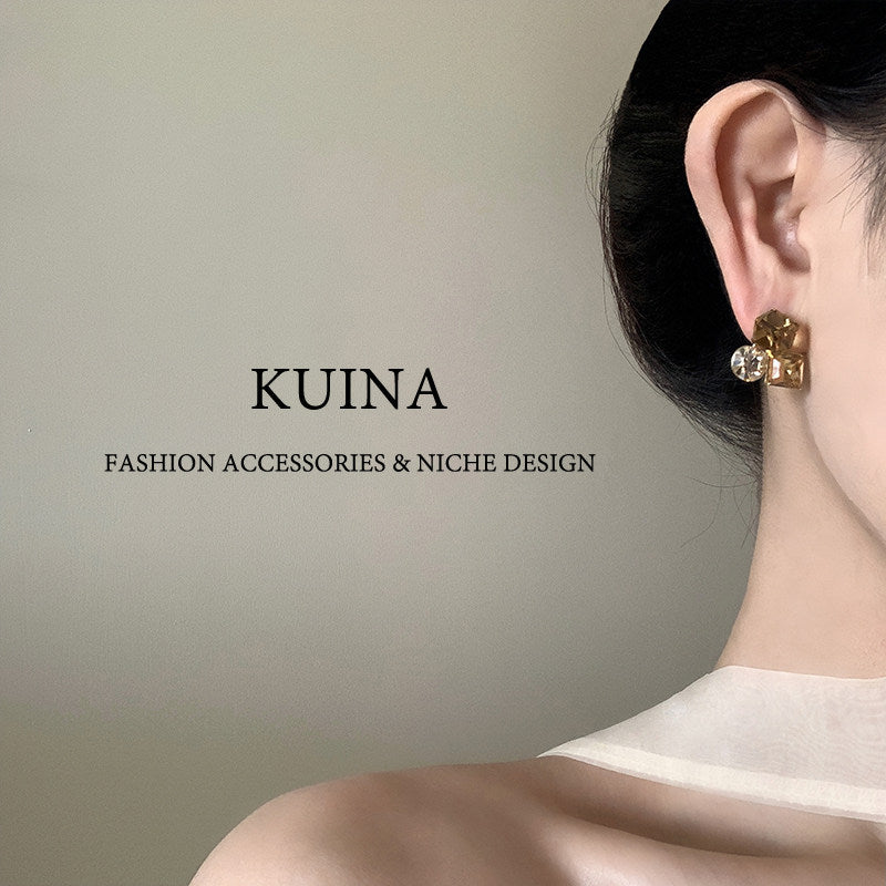Light Luxury Brown Sterling Sier Refined Stud Earrings