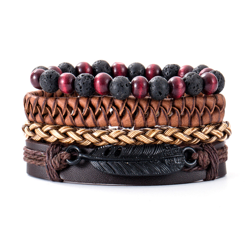 Women's & Men's Ornament Simple Hand Woven Rope Leather Bracelets