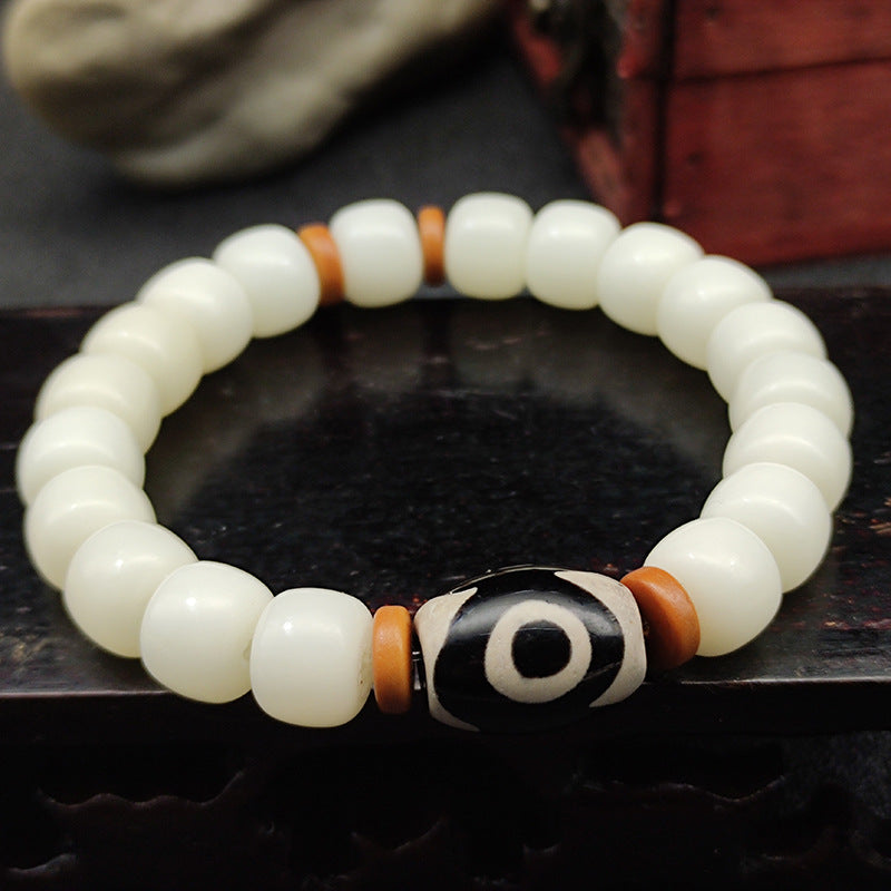 Women's Spot White Jade Bodhi Root Tibet Beads Buddha Bracelets