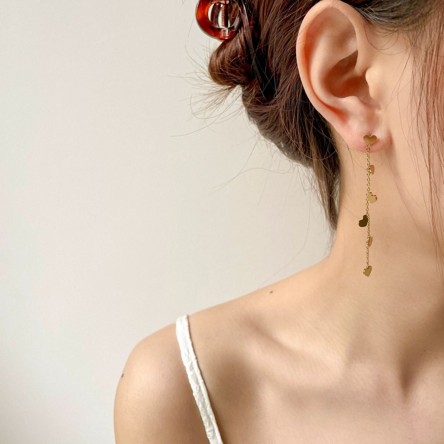 Sweet Titanium Steel Simple Six Love Long Tassel Thread Ear Line