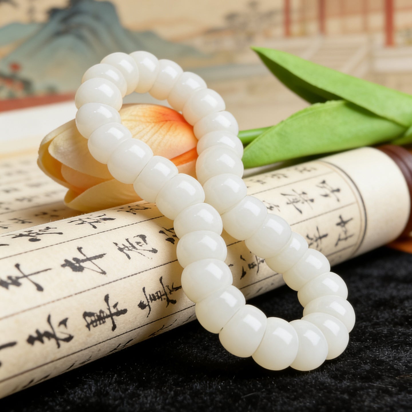 Women's & Men's Jade Bodhi Root Green Floating Flower Bracelet
