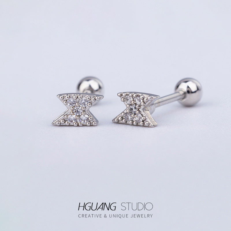 Titanium Steel Ear Bone Spider Cross Screw Earrings