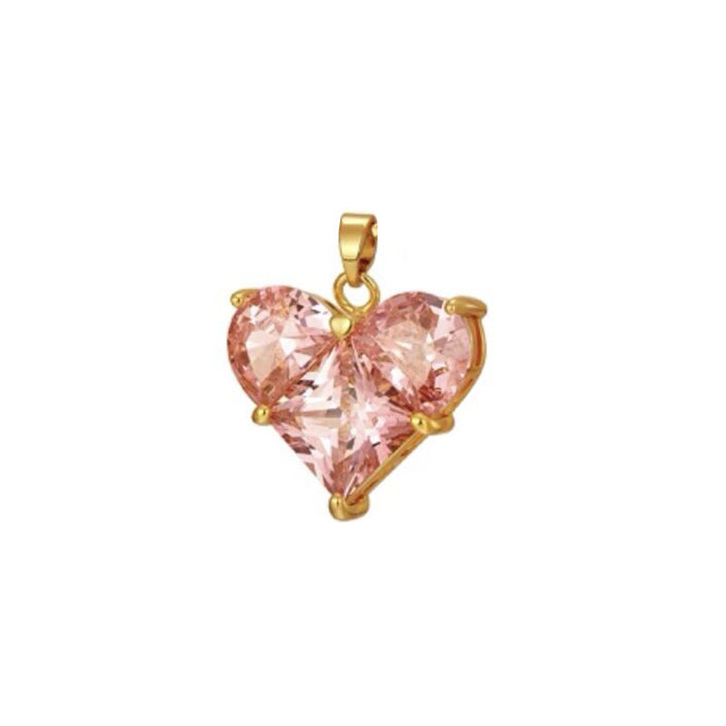 Women's Sier Needle Pink Love Gem Advanced Design Sense Necklace