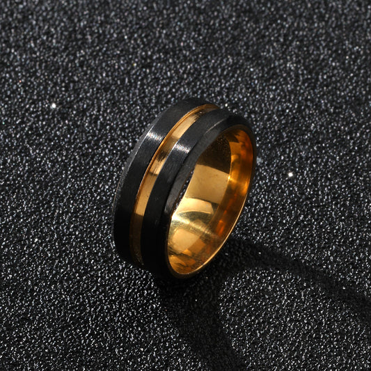 Men's Titanium Steel Niche Two-color Groove Stainless Rings