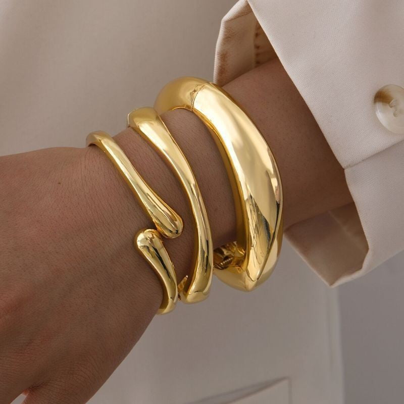 Leaves Glossy Irregular With Personality Stripes Bracelets