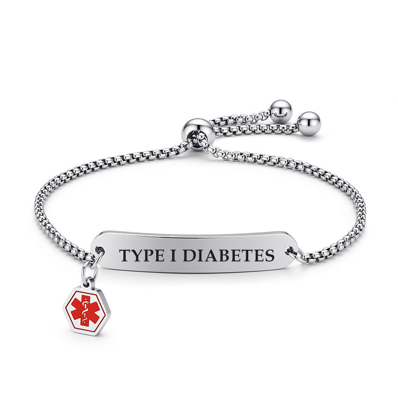 Stainless Steel Can Carve Writing Medical Warning Pull-out Adjustable Bracelets