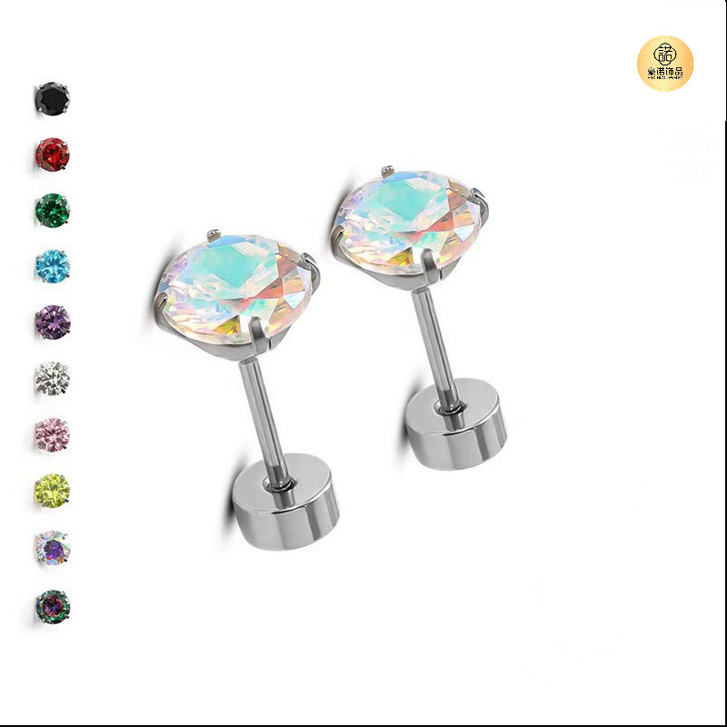 Alloy Grade Zircon Ear Flat Bottom Bone Pin Stud Earrings