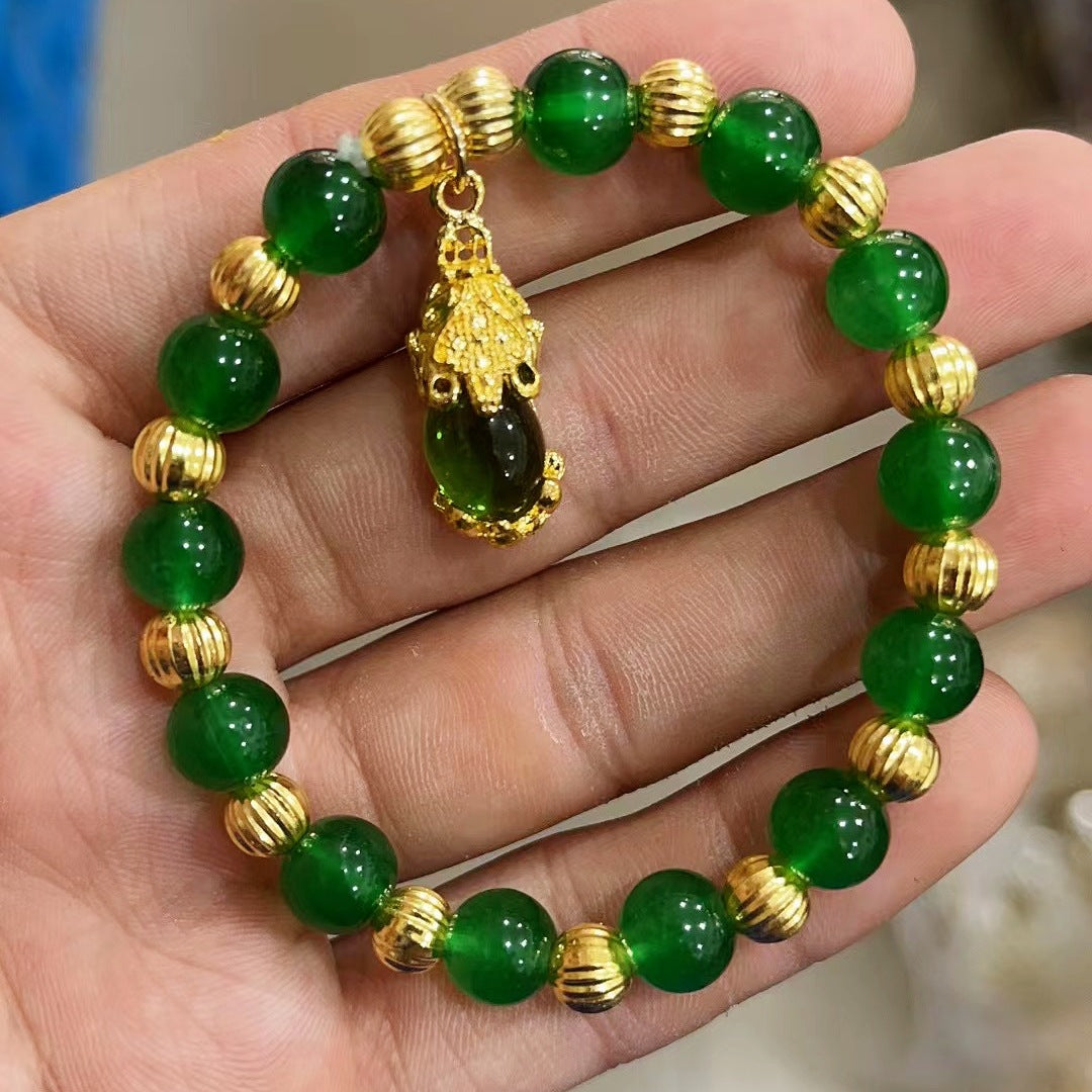 Green Jasper Ethnic Wind Sand Golden Imitation Emerald Live Broadcast Bracelet