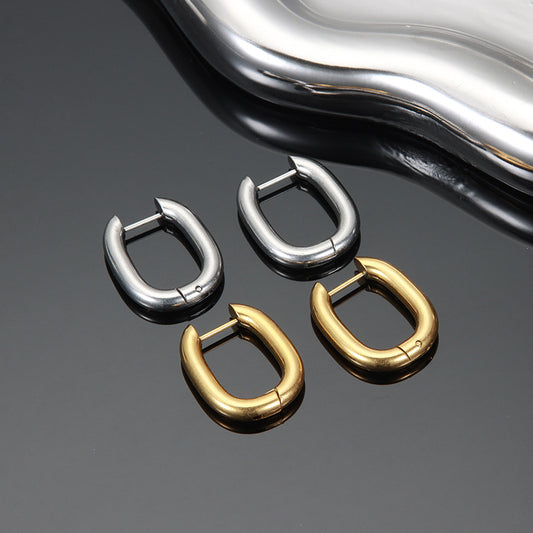 Female U-shaped Gold Sier Color Ear Clip Thick Type Stainless Earrings