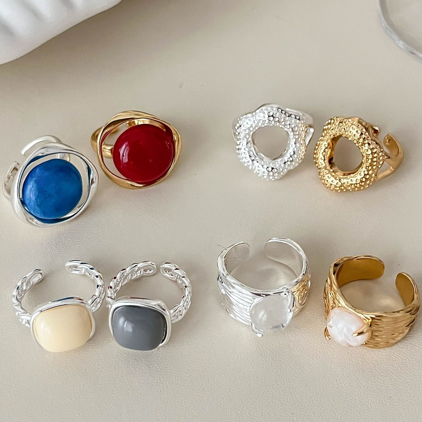 Interest Light Luxury Retro Minority Wide Personality Versatile Opening Adjustable Ring