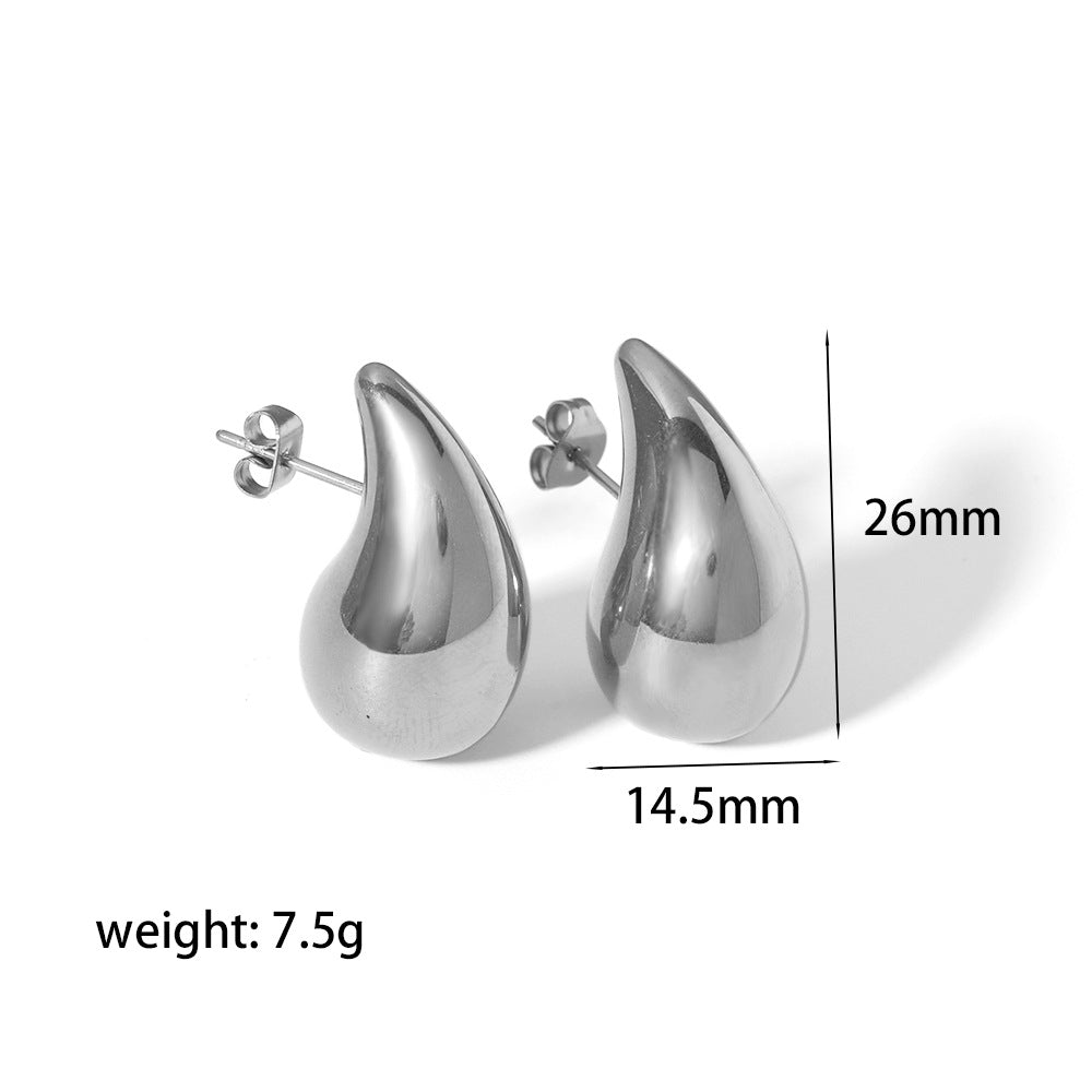 Women's High-grade Water Drop Gold Ear-ring Clip Titanium Rings