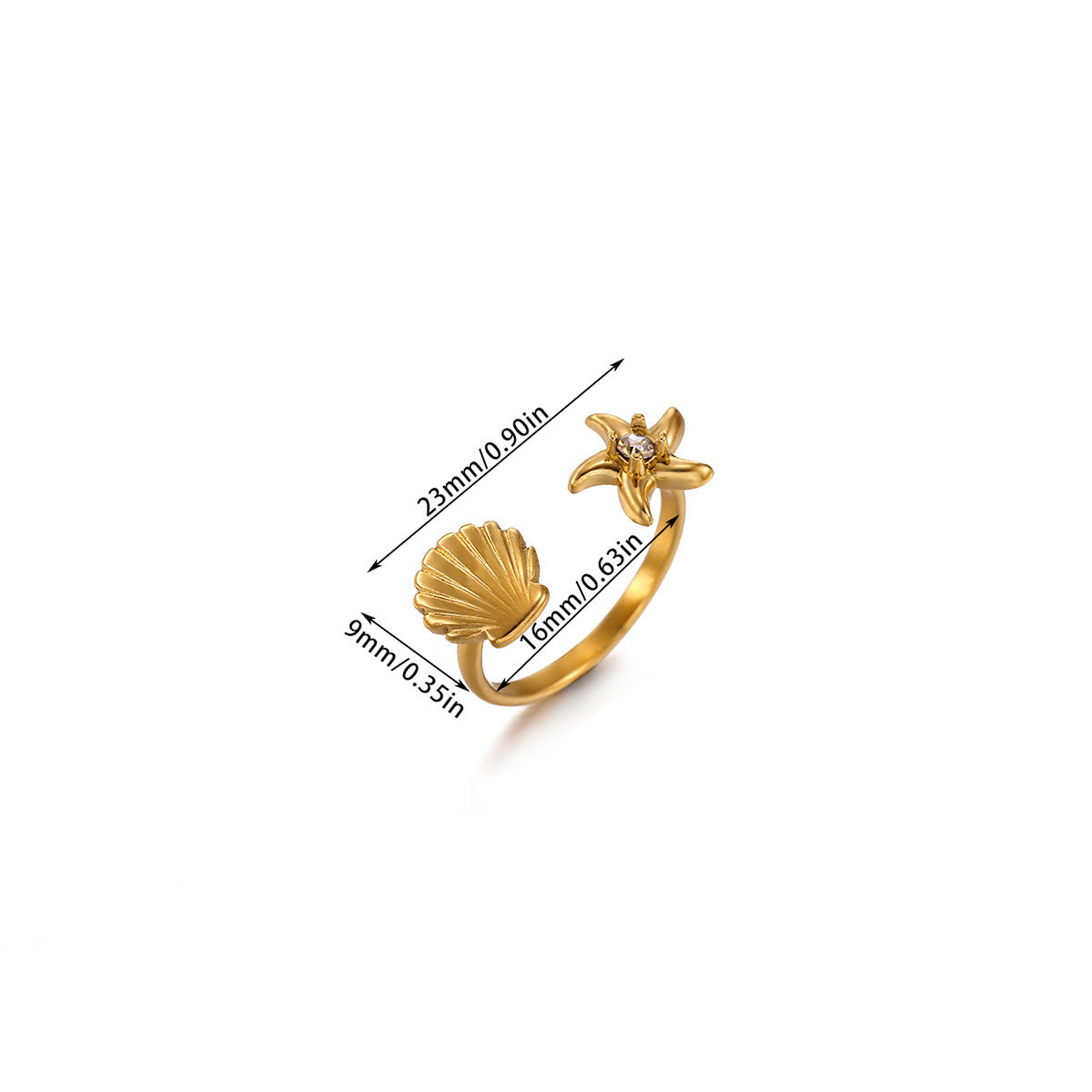 Women's Ocean Beach Series Shell Starfish For Ring