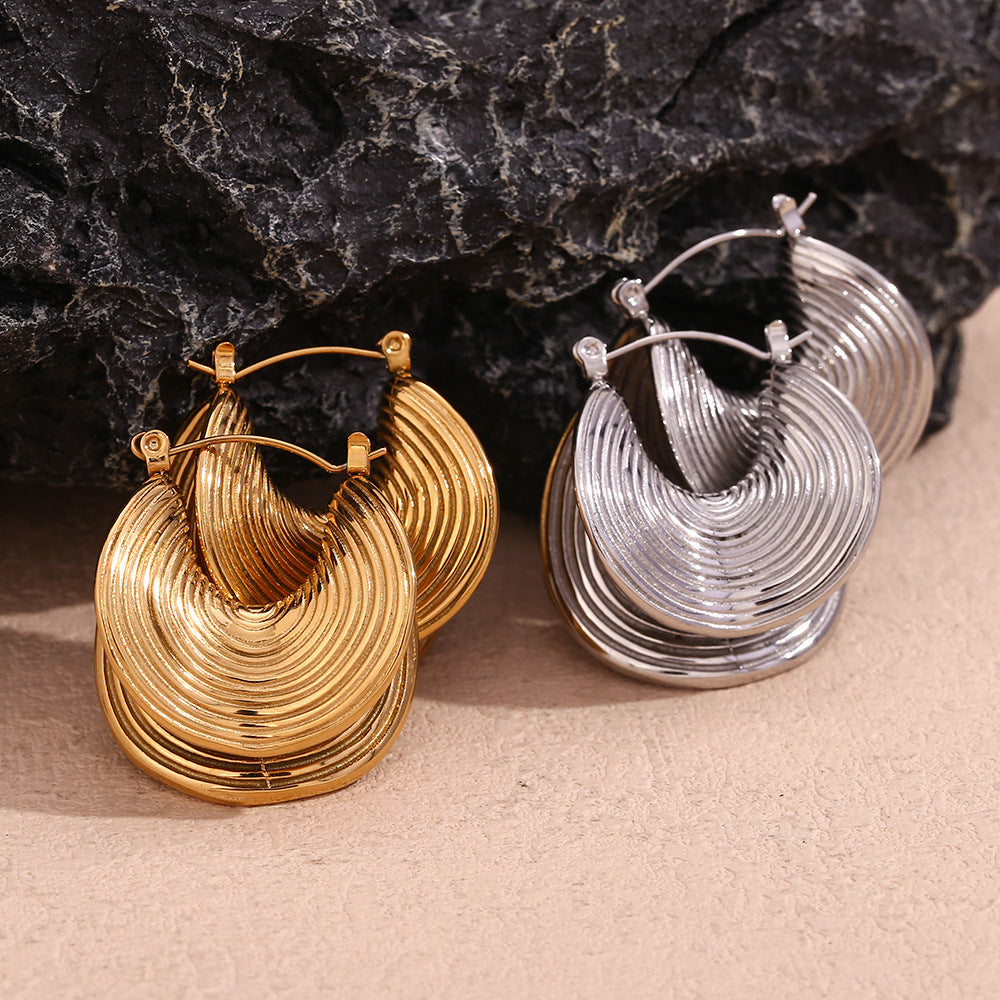 Women's Fashion Personalized Minority Creative Stainless Steel Gold-plated Half Earrings