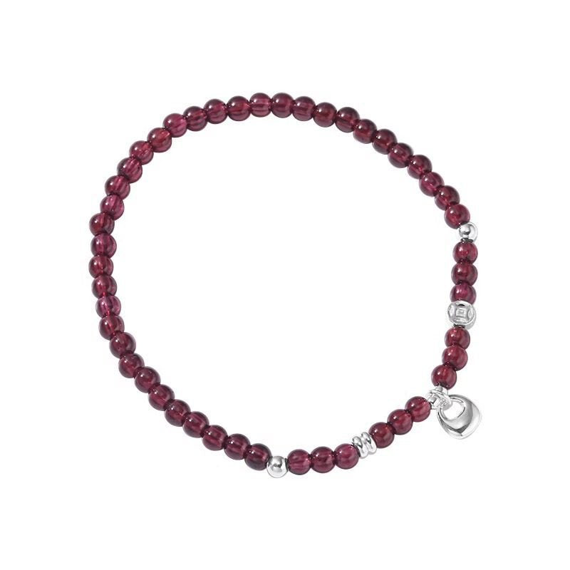 Women's Garnet Beaded Simple Niche Temperament Entry Lux Everyday Bracelet