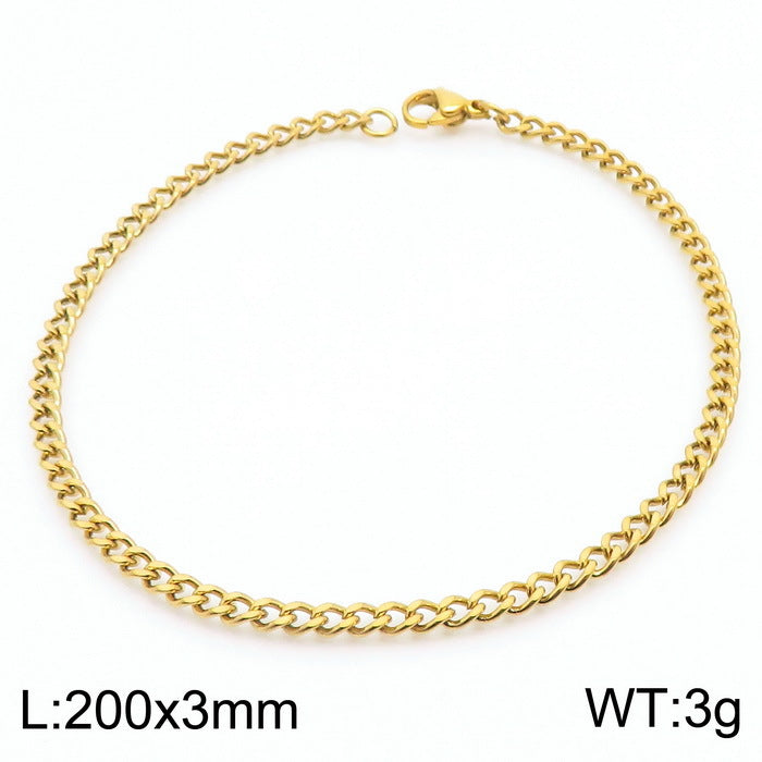 Men's Fashion Side Flat Chain Stainless Steel Bracelets