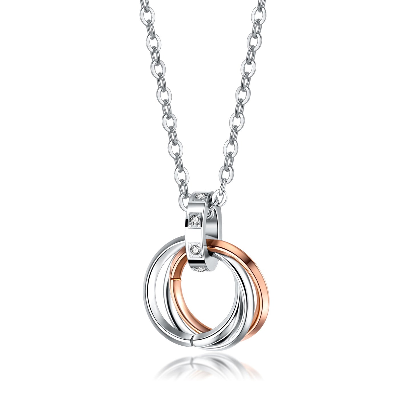 Women's & Men's Stylish Simple Versatile Titanium Steel Couple Personality Three-ring Necklaces