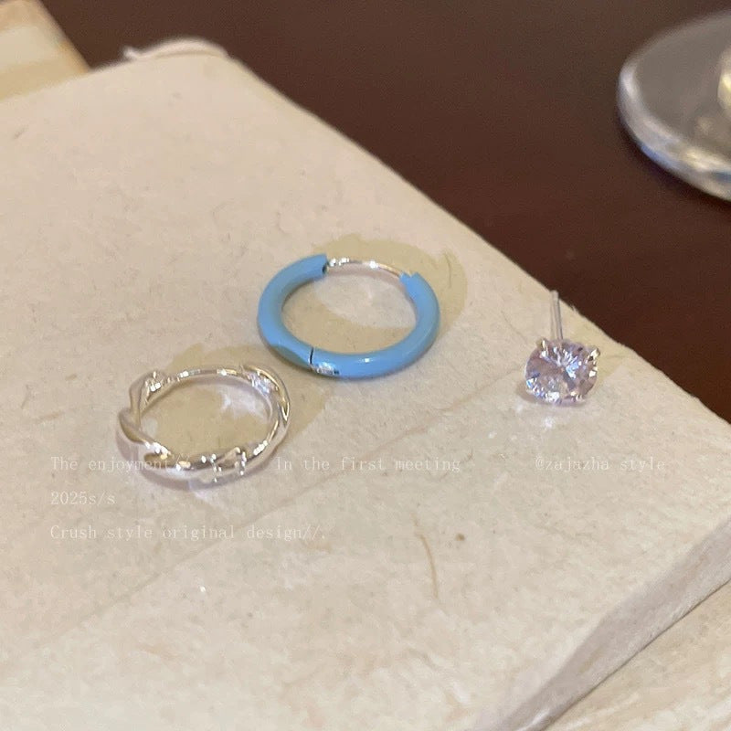 Dopamine Sweet Style Drip Glazed Solid Color Fresh Exquisite High Rings