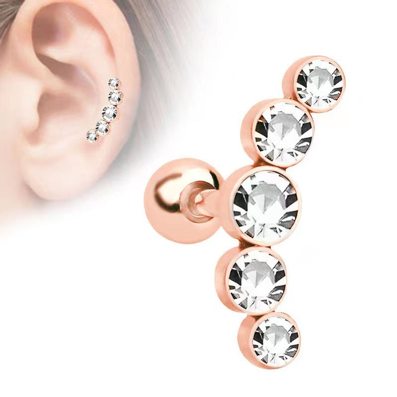 Stainless Steel Czech Ear Bone Fashion Stud Earrings