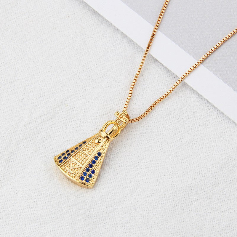 Fashionable Golden Hollow Gold Inlaid Zircon Lace Necklace