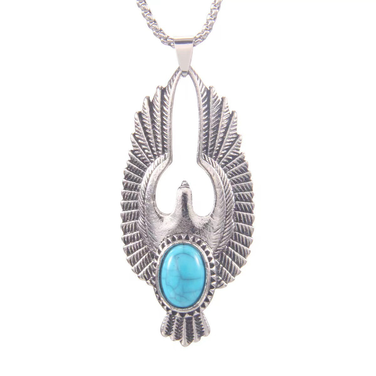 Women's & Men's Punk Vintage Titanium Steel Polished Turquoise Pendants