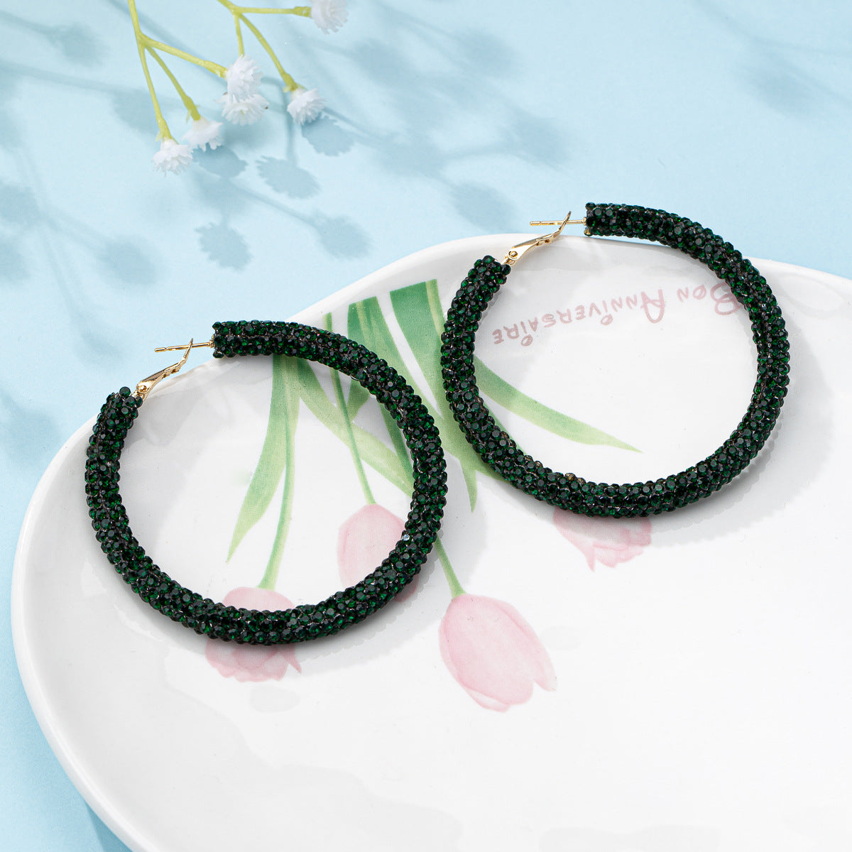 Splendid Diamond Shiny Big Circle Affordable Luxury Fashion Rhinestone Color Earrings