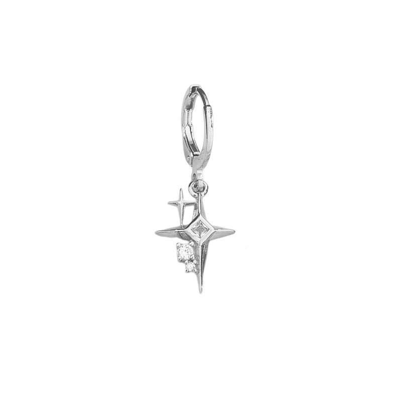 Selection Blue Diamond Cross Clip Personality Fashion Cool Korean Style Ear Buckle