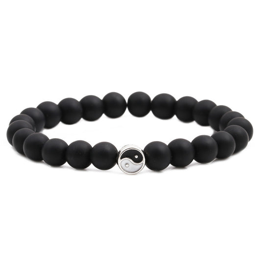 Men's Oil Black White Lovers Beaded Suit Frosted Bracelets