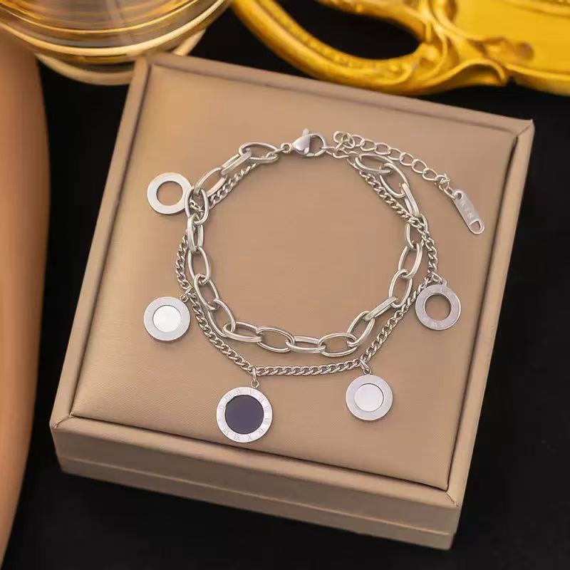 Roman Letters Stainless Steel Female Style Bracelets