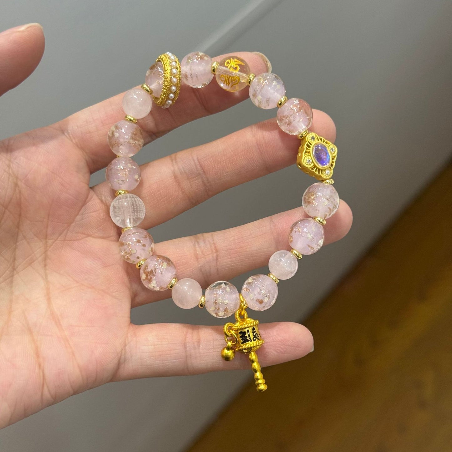 Pink White Gold Foil Luminous Colored Rings