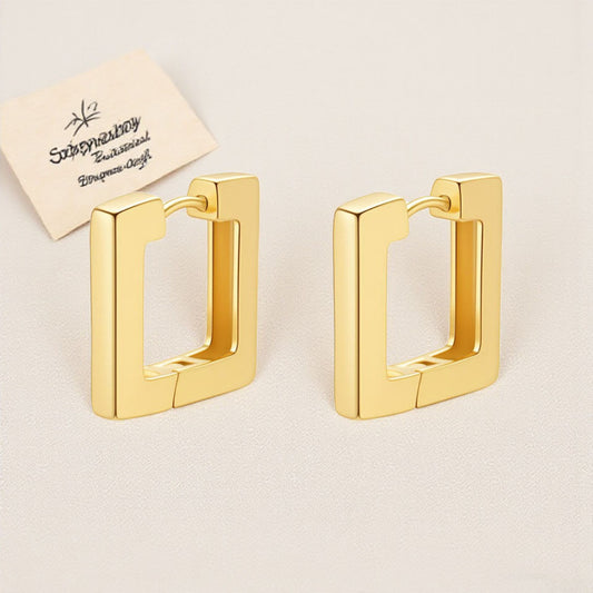 Women's Stainless Steel Glossy Clip Simple Handmade Polished Geometric Real Gold Ear Buckle