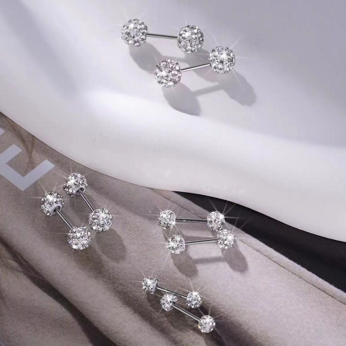 Ball Flash Ear Bone Korean Simple No Need Stud Earrings