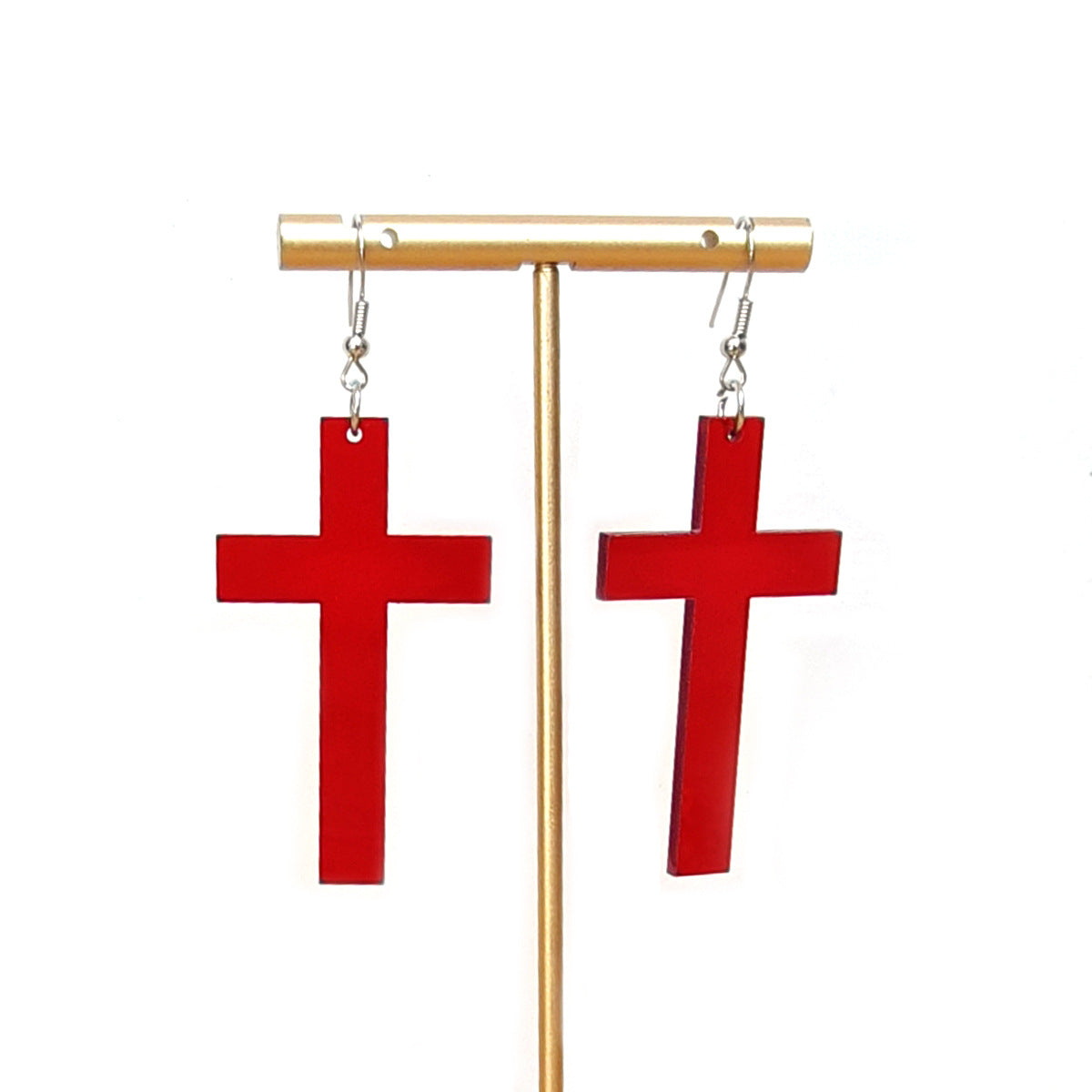 Black Cross Acrylic Long Geometric Lady Earrings