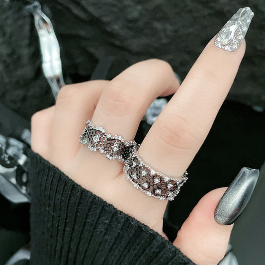 Lace Cut-out Ruffles Full Diamond Open Rings