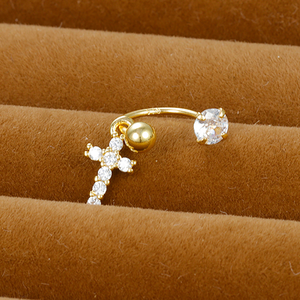 Shaped Piercing Flower Zircon Ear Bone Earrings