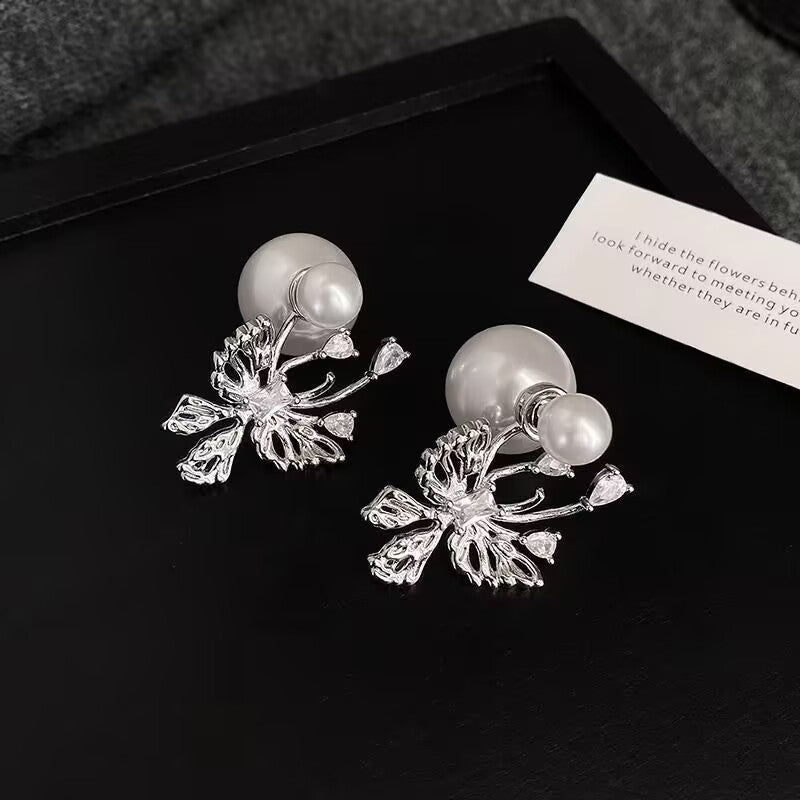 Women's Style For Pearl Butterfly Unique Design Light Luxury High Ear Line